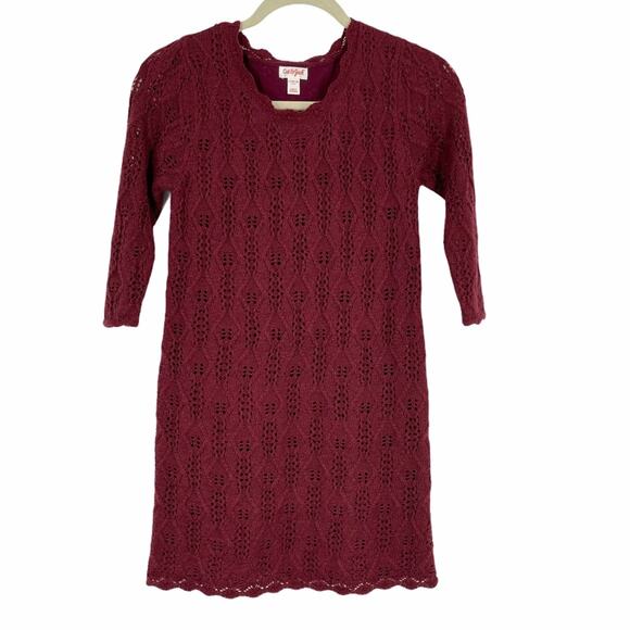 Cat & Jack Burgandy Knit Dress Girls Large 10/12 - Picture 1 of 5